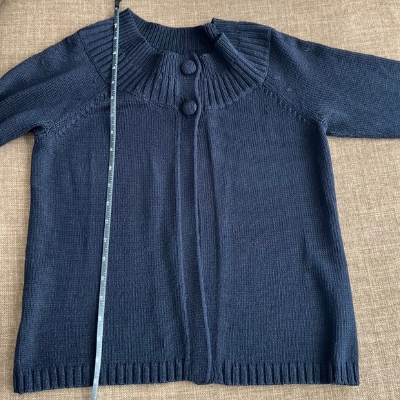 Ann Taylor XS Navy Sweater Cardigan Two Button 3/4 Sleeve Silk/Cotton Blend - Picture 11 of 12
